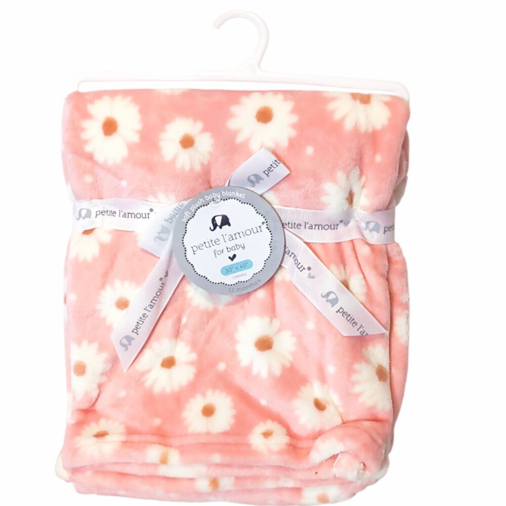 Petite L'Amour Floral Daisy Pink Security Lovey Blanket 30" X 40" NEW